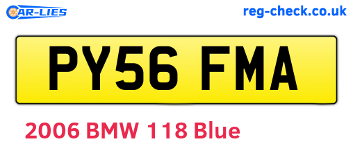 PY56FMA are the vehicle registration plates.
