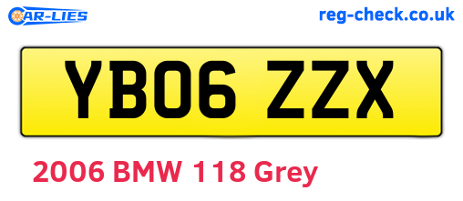 YB06ZZX are the vehicle registration plates.