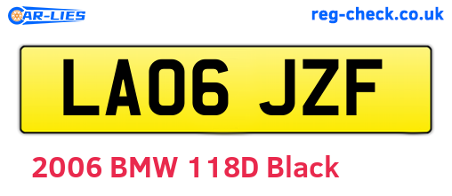 LA06JZF are the vehicle registration plates.