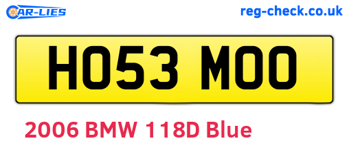 HO53MOO are the vehicle registration plates.
