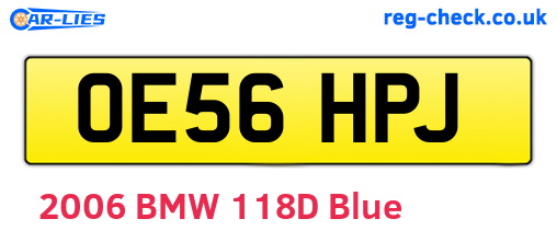 OE56HPJ are the vehicle registration plates.