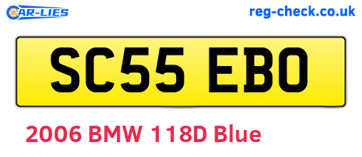 SC55EBO are the vehicle registration plates.