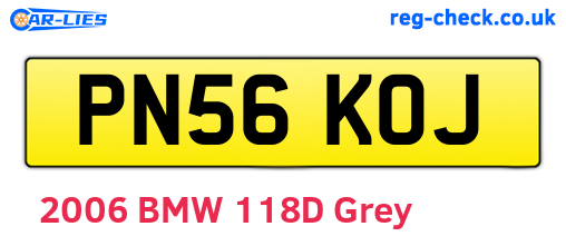 PN56KOJ are the vehicle registration plates.
