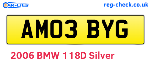 AM03BYG are the vehicle registration plates.