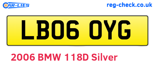LB06OYG are the vehicle registration plates.