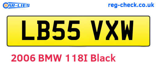 LB55VXW are the vehicle registration plates.