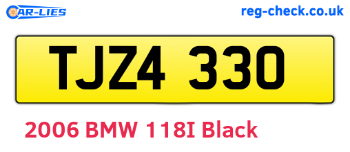 TJZ4330 are the vehicle registration plates.
