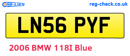 LN56PYF are the vehicle registration plates.