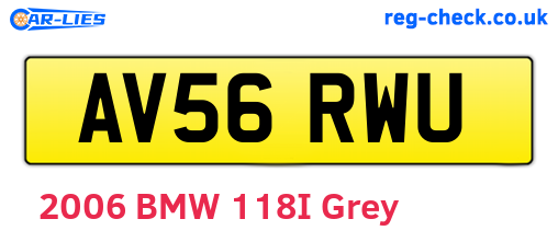 AV56RWU are the vehicle registration plates.