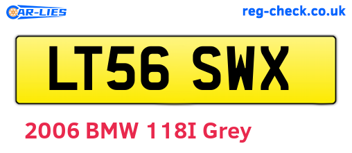 LT56SWX are the vehicle registration plates.