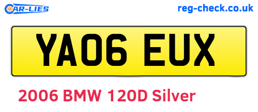 YA06EUX are the vehicle registration plates.