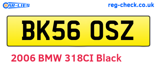 BK56OSZ are the vehicle registration plates.