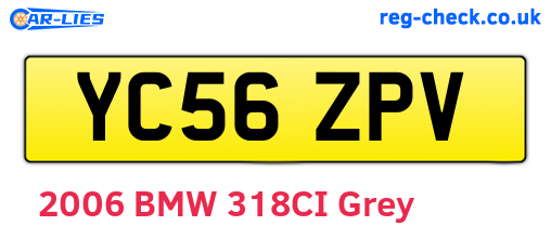 YC56ZPV are the vehicle registration plates.