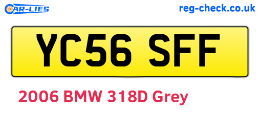 YC56SFF are the vehicle registration plates.