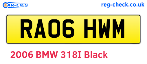 RA06HWM are the vehicle registration plates.