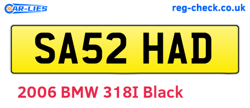 SA52HAD are the vehicle registration plates.