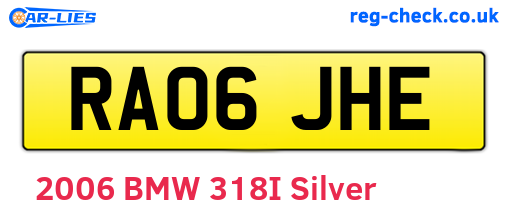 RA06JHE are the vehicle registration plates.