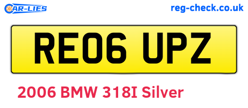 RE06UPZ are the vehicle registration plates.