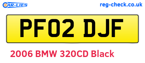 PF02DJF are the vehicle registration plates.