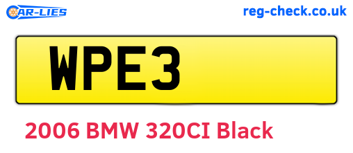 WPE3 are the vehicle registration plates.