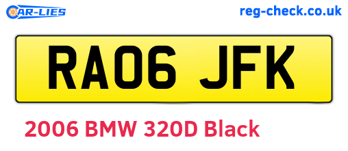 RA06JFK are the vehicle registration plates.