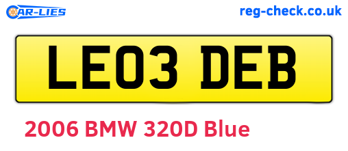 LE03DEB are the vehicle registration plates.