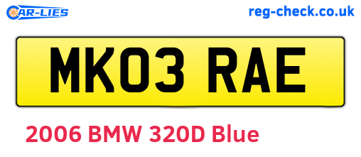 MK03RAE are the vehicle registration plates.