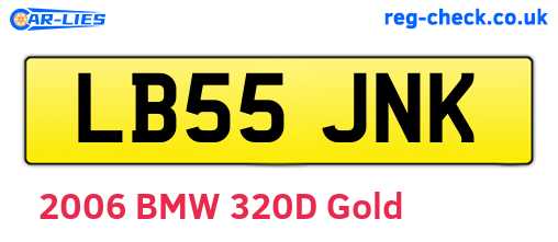 LB55JNK are the vehicle registration plates.