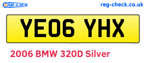 YE06YHX are the vehicle registration plates.