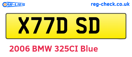 X77DSD are the vehicle registration plates.