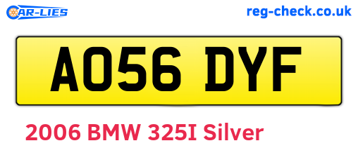 AO56DYF are the vehicle registration plates.
