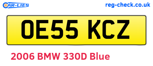 OE55KCZ are the vehicle registration plates.