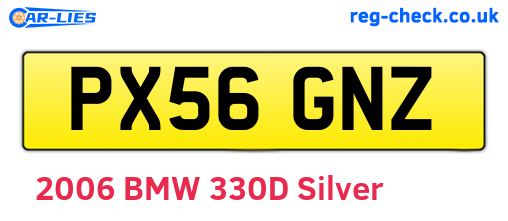 PX56GNZ are the vehicle registration plates.