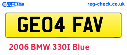 GE04FAV are the vehicle registration plates.
