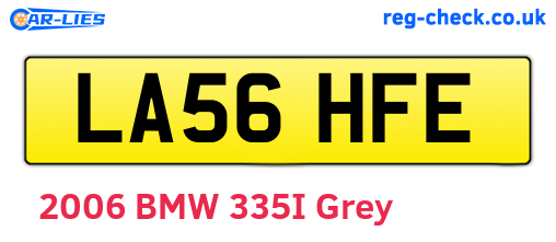 LA56HFE are the vehicle registration plates.
