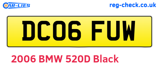DC06FUW are the vehicle registration plates.