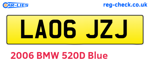 LA06JZJ are the vehicle registration plates.