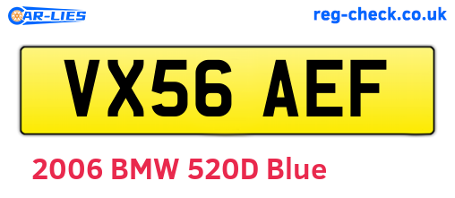 VX56AEF are the vehicle registration plates.