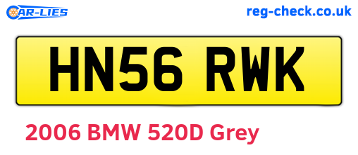 HN56RWK are the vehicle registration plates.