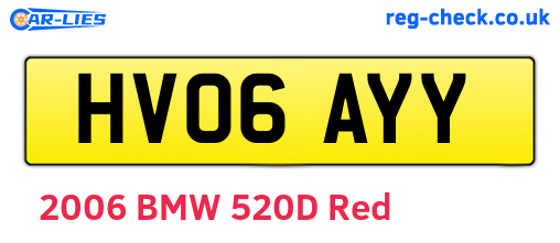 HV06AYY are the vehicle registration plates.