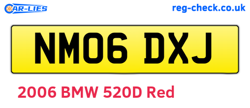 NM06DXJ are the vehicle registration plates.