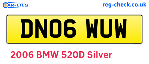 DN06WUW are the vehicle registration plates.