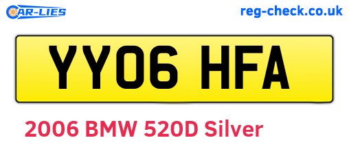 YY06HFA are the vehicle registration plates.