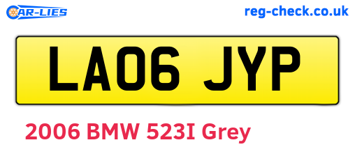 LA06JYP are the vehicle registration plates.