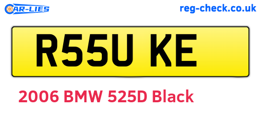 R55UKE are the vehicle registration plates.