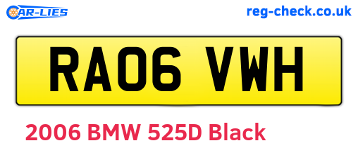 RA06VWH are the vehicle registration plates.