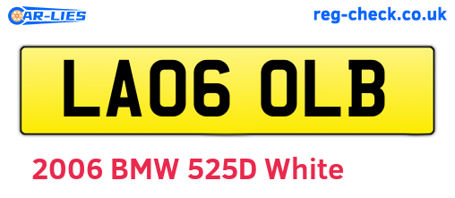 LA06OLB are the vehicle registration plates.