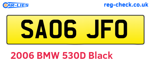 SA06JFO are the vehicle registration plates.