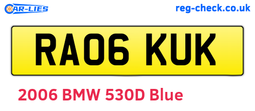 RA06KUK are the vehicle registration plates.