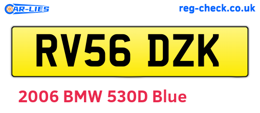 RV56DZK are the vehicle registration plates.